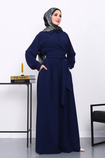 Lacivert Bel Lastikli Tulum