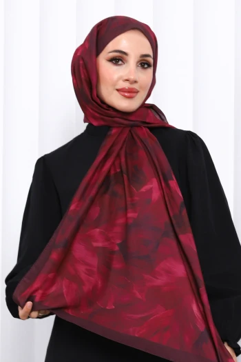 Mürdüm Desenli Soft Dijital Şal