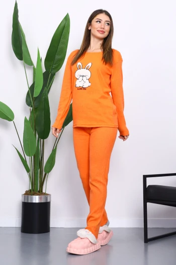 Oranj Kışlık Pamuklu İnterlok Pijama Takımı