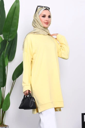 Sarı Bisiklet Yaka Modal Tunik