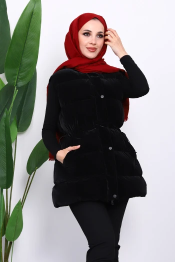 Siyah Bel Lastikli Cepli Şişme Yelek