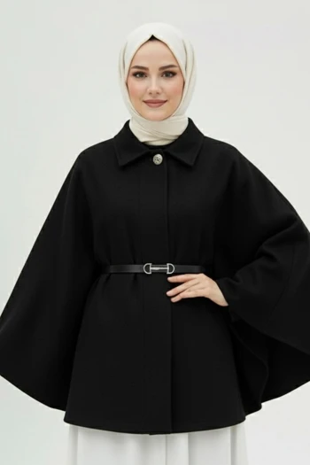Siyah Kemerli Kaşe Panço
