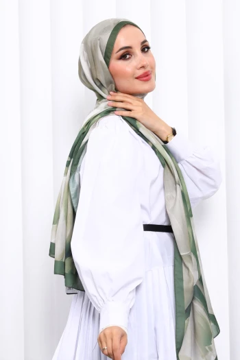 Yeşil Desenli Soft Dijital Şal