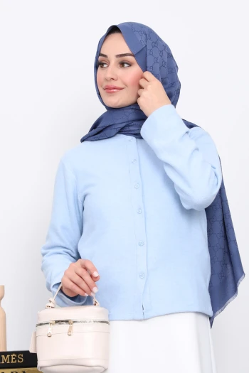 Bebe Mavi Düğmeli Dokulu Hırka