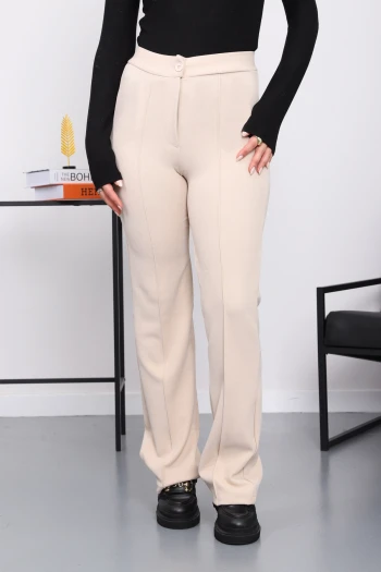 Bej Çimalı İspanyol Paça Pantolon