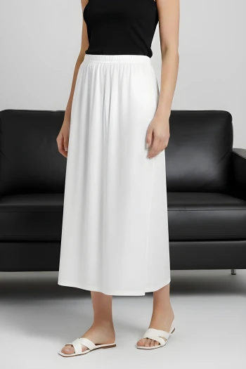 Beyaz Bel Lastikli Etek Astar