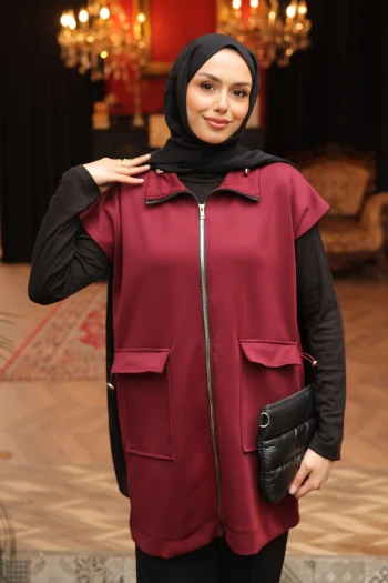 Bordo Yakası Ve Beli Stoper Lastikli Cepli Scuba Yelek