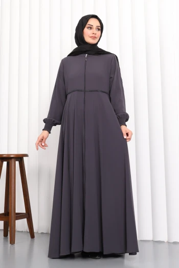 Füme Kol Gipeli Fermuarlı Ferace