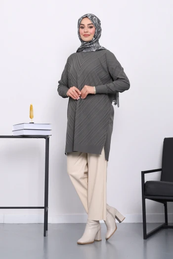 Füme Soğuk İplik Merserize Triko Tunik