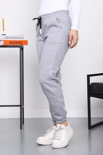 Gri Üç İplik Şardonlu Eşofman Altı