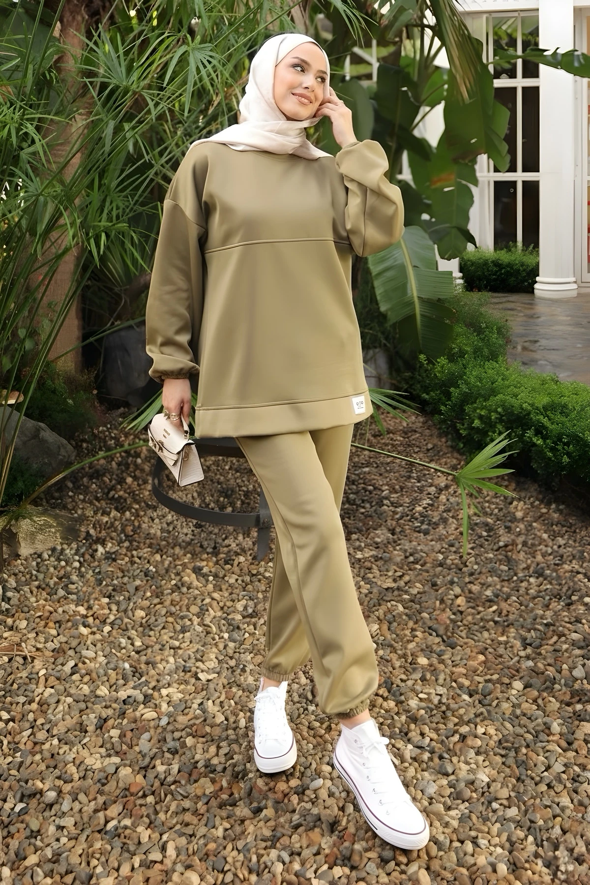 Haki Armalı Tunik Pantolonlu Takım