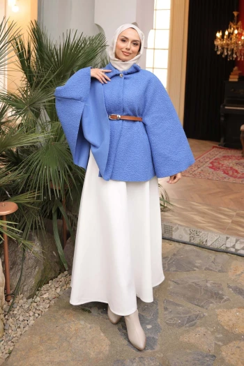 İndigo Kemerli Buklet Panço