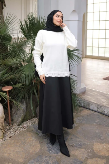 Krem Bisiklet Yaka Triko Kazak