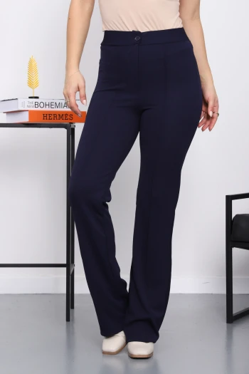 Lacivert Çimalı İspanyol Paça Pantolon