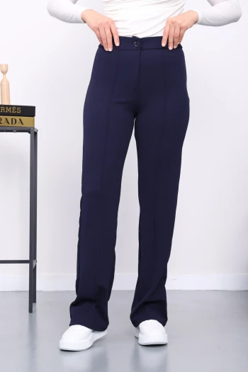 Lacivert Çimalı İspanyol Paça Pantolon