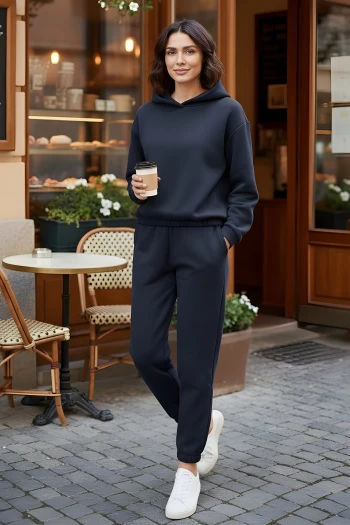 Lacivert Üç İplik İçi Şardonlu Kompak Eşofman Takım