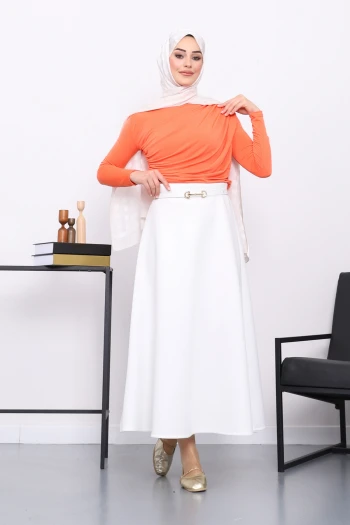 Oranj Önü Drapeli Sandy Bluz