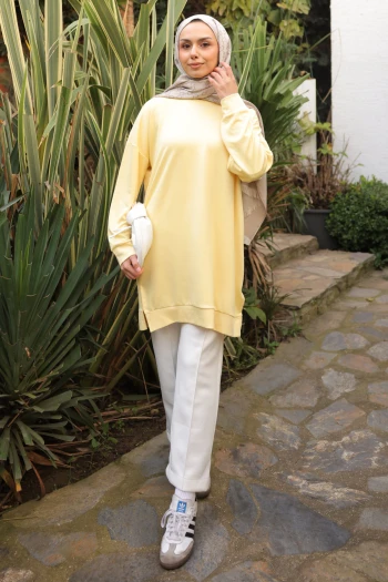Sarı Bisiklet Yaka Modal Tunik