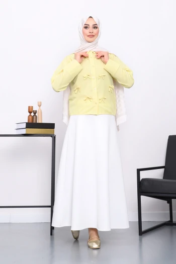 Sarı Fiyonklu Ön Düğmeli Gömlek