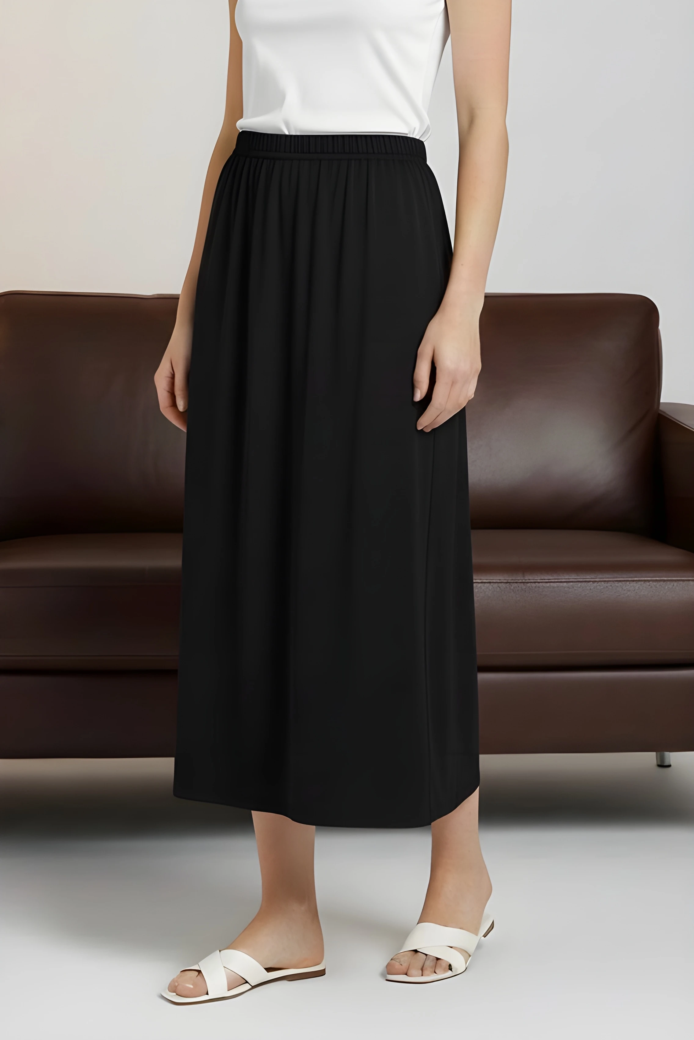 Siyah Bel Lastikli Etek Astar