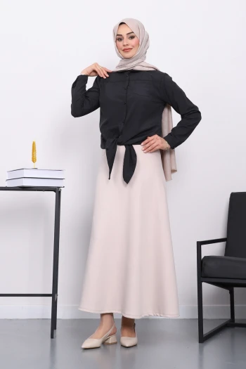 Siyah Tek Cepli Ön Bağlamalı Gömlek