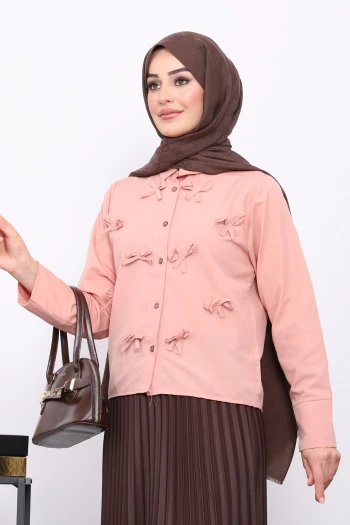 Somon Fiyonklu Ön Düğmeli Gömlek