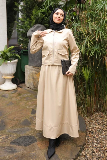 Taş Etekli Ceket Bondit Takım