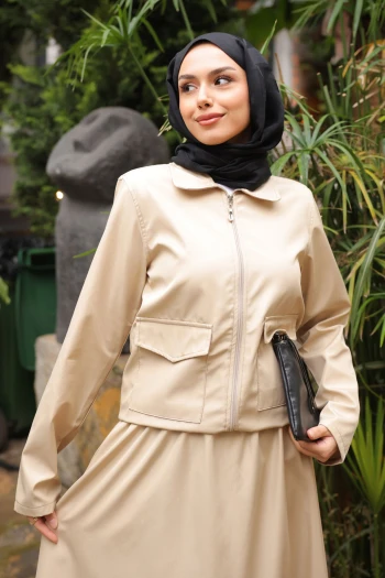 Taş Etekli Ceket Bondit Takım