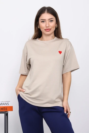 Taş Nakışlı Kısa Kol Modal T-Shirt