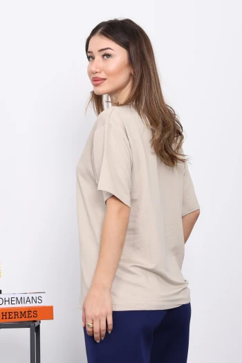 Taş Nakışlı Kısa Kol Modal T-Shirt