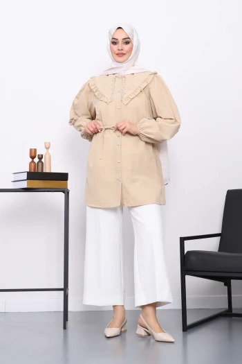 Vizon Bebe Yaka Taşlı Gömlek