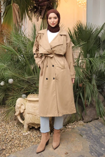 Vizon Kruvaze Yaka Astarlı Trençkot