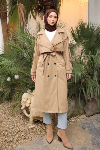 Vizon Kruvaze Yaka Astarlı Trençkot