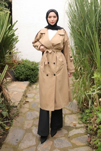 Vizon Kruvaze Yaka Astarlı Trençkot