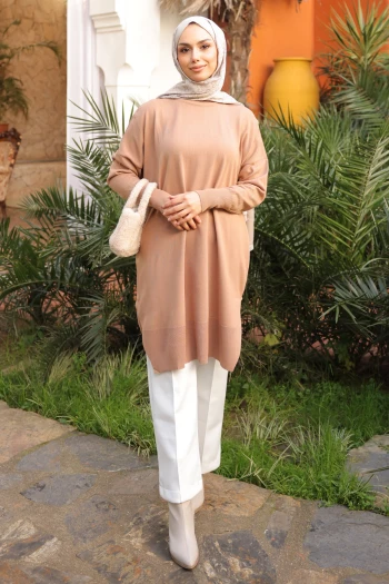 Vizon Salaş Kalıp Uzun Boy Triko Tunik