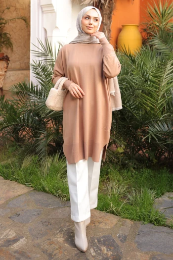 Vizon Salaş Kalıp Uzun Boy Triko Tunik