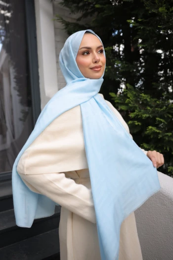 Bebe Mavi İpekhan Pamuk Jakarlı Şal