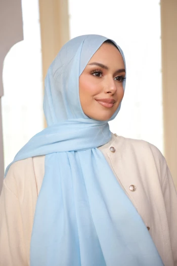 Bebe Mavi İpekhan Pamuk Jakarlı Şal