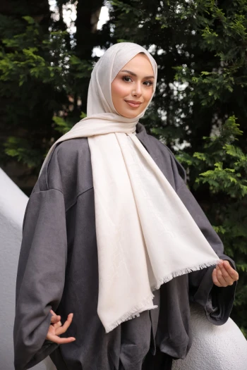 Bej İpekhan Pamuk Jakarlı Şal