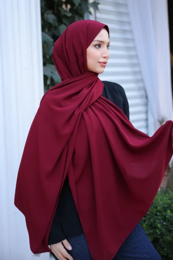 Bordo Five Medine İpeği Şal