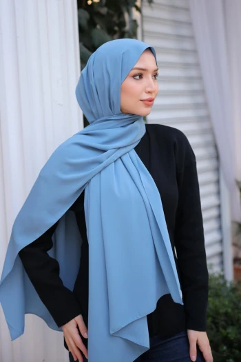 Buz  Mavi Five Medine İpeği Şal