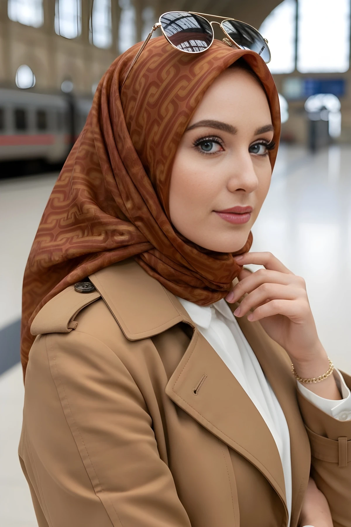 Camel Soft Dijital Pamuklu Eşarp