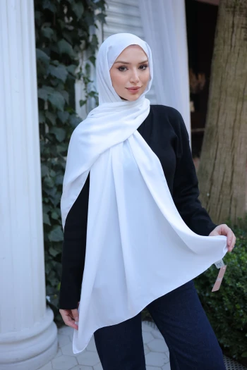 Ekru Five Medine İpeği Şal