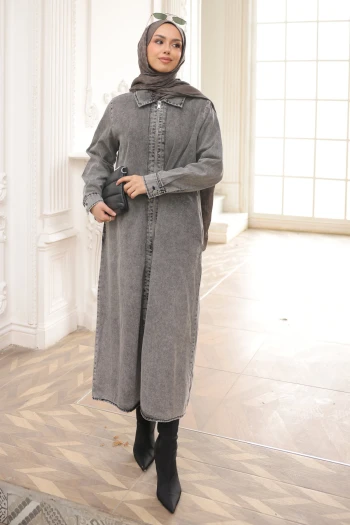 Füme Cepli Fermuarlı Kot Kap