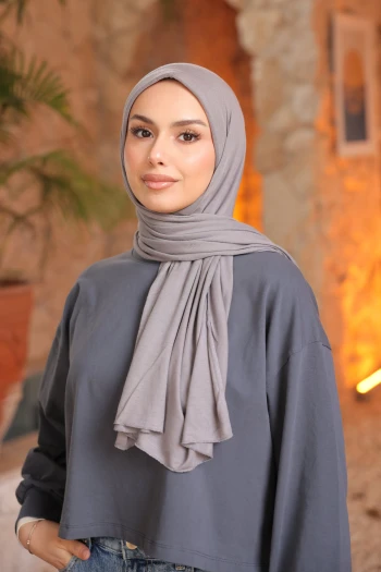 Füme Helen Önü Süngerli Pratik Penye Şal