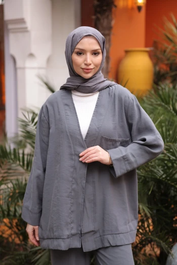 Füme Tek Düğmeli Ceket Pantolonlu Takım