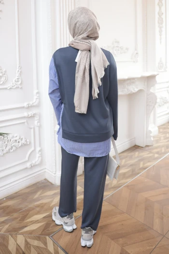 Füme Yan Bağlamalı Modal Tunik Pantolon Takım