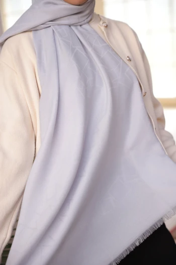 Gri İpekhan Pamuk Jakarlı Şal