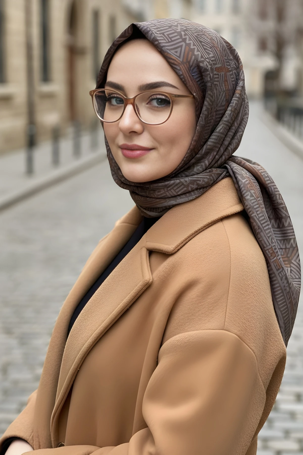 Gri Taba Silk Home Soft Dijital Pamuklu Eşarp