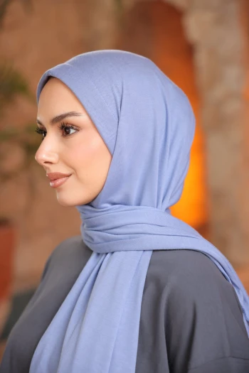 İndigo Helen Önü Süngerli Pratik Penye Şal